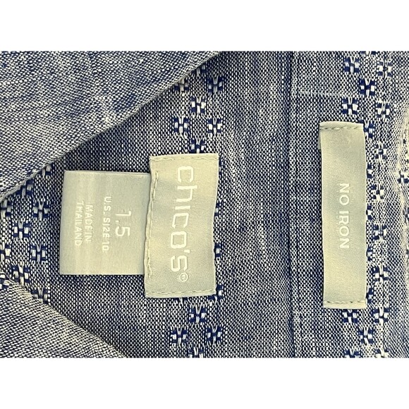 Chicos Blue No Iron 100% Linen 1.5 M 10 Natural Fibers - Picture 7 of 9